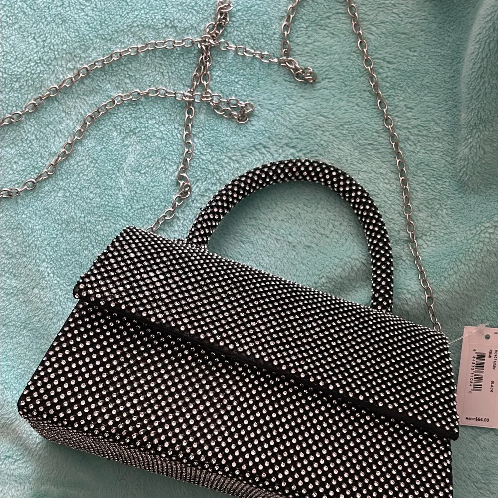 Jessica McClintock Black and White Polka Dot Clutch - Picture 4 of 7